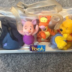 Rare The Disney Store Winnie The Pooh Infant Squeeze Toy Set In Plastic Bag